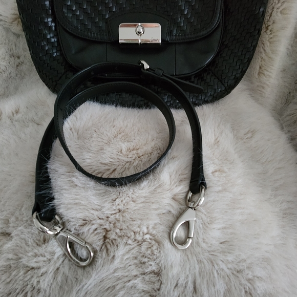 COACH Kristen BIG SNAP Closure Woven Black Shoulder Bag Handbag Sachtel - Picture 4 of 15